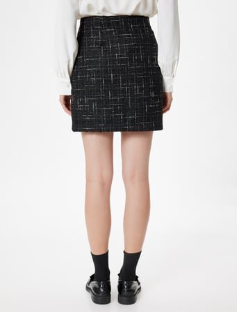 Yüksek Bel Mini Tüvit Etek A Kesim Slim Fit