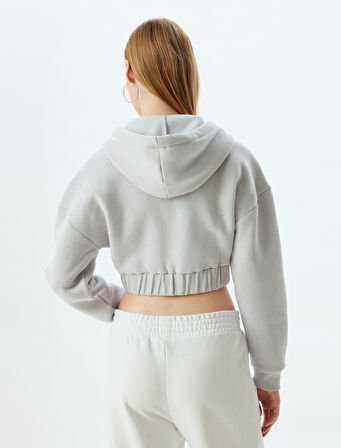 Crop Sweatshirt Fermuarlı Korse Görünümlü Kapüşonlu