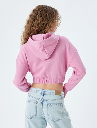 Crop Sweatshirt Fermuarlı Korse Görünümlü Kapüşonlu