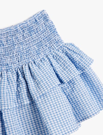 Etek Katlı Beli Lastikli Gipe Detaylı