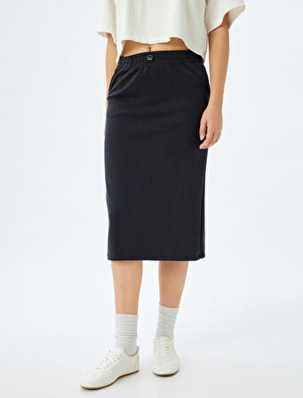 Midi Spor Etek Beli Lastikli Kalın Modal Kumaş Yüksek Bel