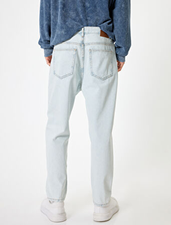Düğmeli Standart Bel Pamuklu Loose Fit Kot Pantolon - Steve Jean