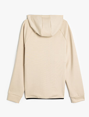 Spor Sweatshirt Oversize Kapşonlu Fermuarlı Dikiş Detaylı Kalın Modal Kumaş