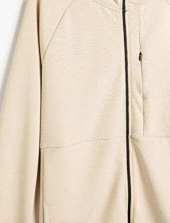 Spor Sweatshirt Oversize Kapşonlu Fermuarlı Dikiş Detaylı Kalın Modal Kumaş