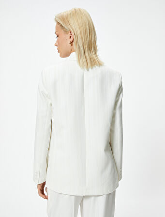 Kruvaze Blazer Ceket Kapaklı Cep Detaylı Astarlı Viskoz Kumaş