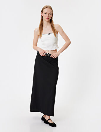 Crop Üst Fiyonk Detaylı İp Askılı Slim Fit