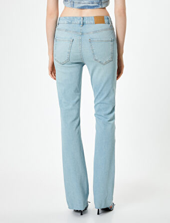 Hafif İspanyol Paça Kot Pantolon Dar Kesim Yüksek Bel - Flare Slim Jean