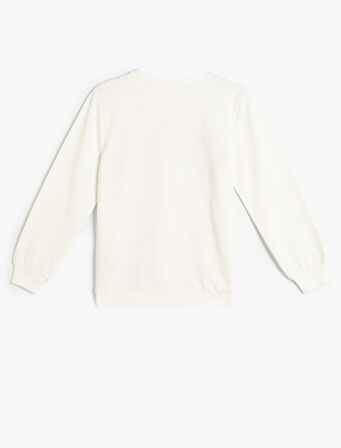 Sweatshirt Slogan Baskılı Uzun Kollu Bisiklet Yaka Pamuklu