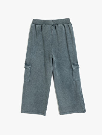Kargo Pantolon Geniş Paça Beli Lastikli