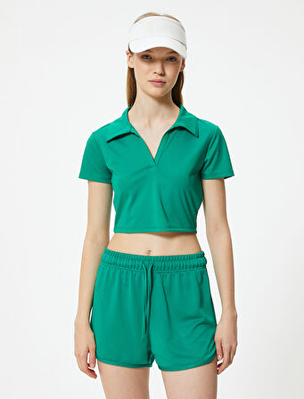 Spor Tişört Polo Yaka Slim Fit Kısa Kollu