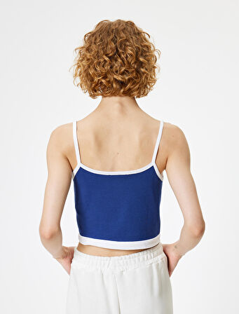 Crop Atlet Askılı Baskılı Slim Fit Kare Yaka