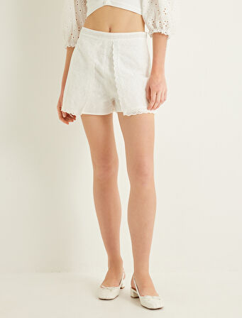 Kapak Detaylı Mini Fisto Şort Astarlı Standart Bel 