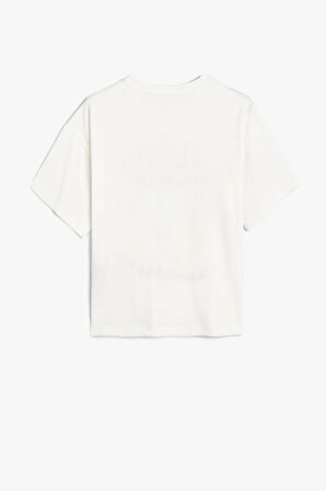 Koton Kız Çocuk Tişört Kısa Kollu Bisiklet Yaka Grafiti Baskılı Pamuklu