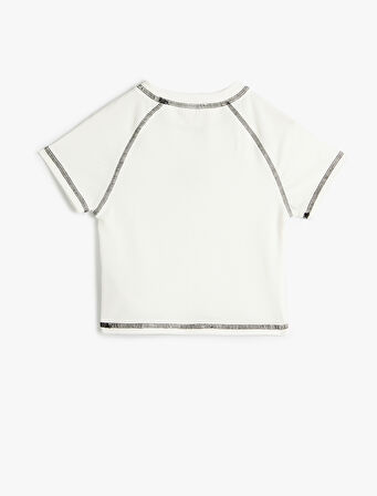 Tişört Yıldız Baskılı Kısa Kollu Bisiklet Yaka 