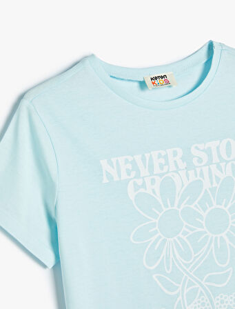 Tişört Slogan Baskılı Kısa Kollu Bisiklet Yaka 