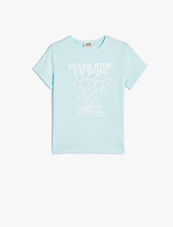 Tişört Slogan Baskılı Kısa Kollu Bisiklet Yaka 