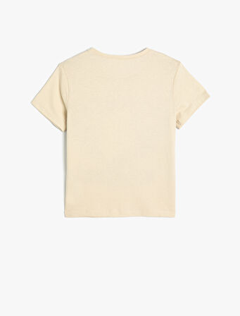 Tişört Unicorn Baskılı Kısa Kollu Bisiklet Yaka Pamuklu