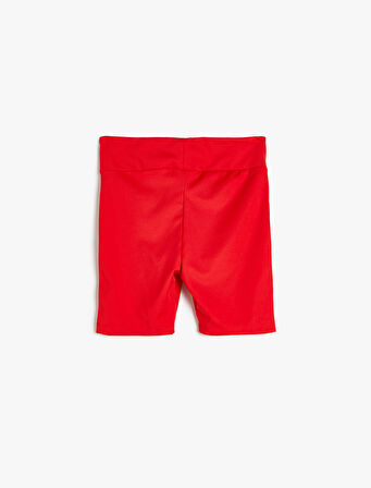 Kısa Tayt Renk Bloklu Beli Lastikli 