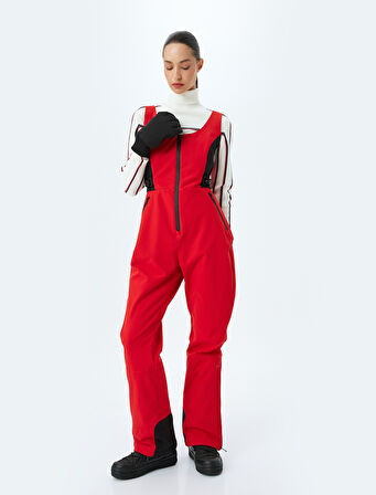 İçi Polarlı Su Geçirmez Önden Fermuarlı Kayak Tulumu