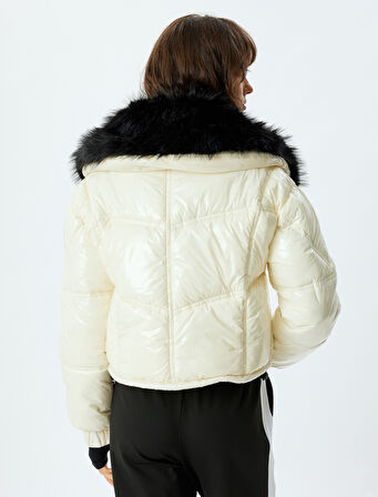 Kayak Montu Çıkarılabilir Kürk Yaka Detaylı Su İtici Cepli Fermuarlı