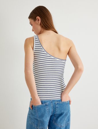 Tek Omuz Üst Ribanalı Pamuklu Slim Fit
