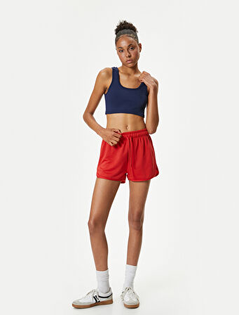 Ekstra Mini Spor Şort Beli Bağcıklı Yüksek Bel Relax Fit