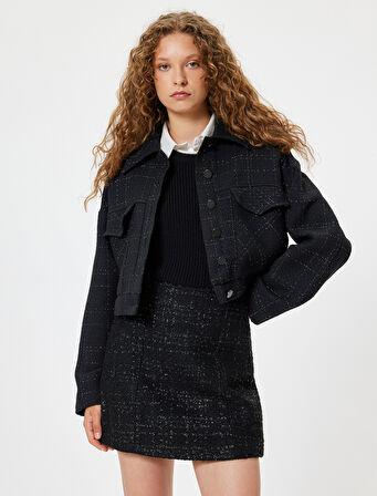 Tüvit Mini Şort Etek Normal Bel Dikiş Detaylı Slim Fit