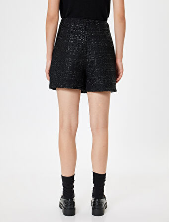 Tüvit Mini Şort Etek Normal Bel Dikiş Detaylı Slim Fit