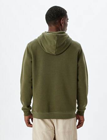 Şardonlu Pamuk Karışımlı Basic Kapşonlu Sweatshirt