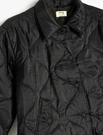 Uzun Kollu Polo Yaka Kapitone Mont