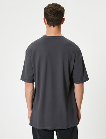 Basic Oversize Tişört Bisiklet Yaka Kısa Kollu