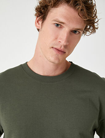 Oversize Tişört Kısa Kollu Bisiklet Yaka Pamuklu