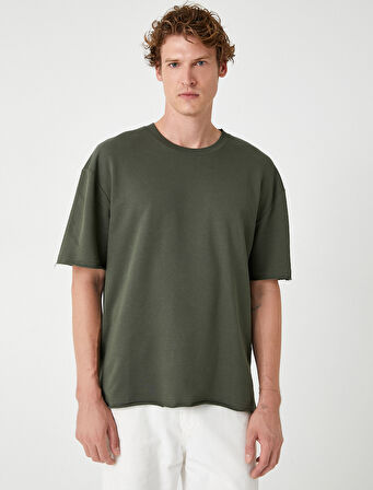 Oversize Tişört Kısa Kollu Bisiklet Yaka Pamuklu