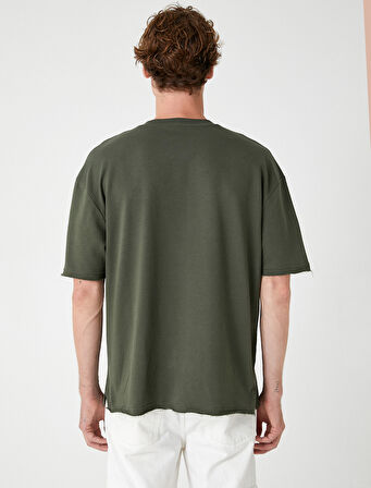 Oversize Tişört Kısa Kollu Bisiklet Yaka Pamuklu