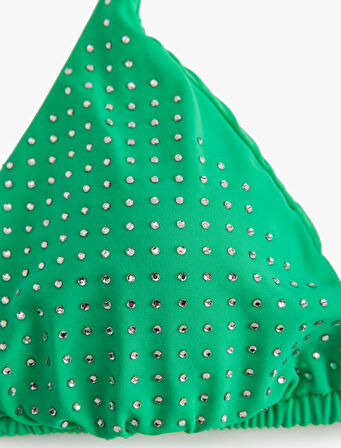 Taşlı Üçgen Bikini Üstü