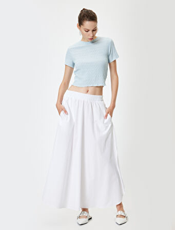 Bürümcük Tişört Crop Kısa Kollu Bisiklet Yaka Slim Fit