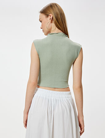 Kolsuz Atlet Slim Fit Dokulu Dik Yaka