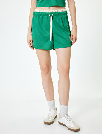 Mini Şort Çift Bel Detaylı Yüksek Bel Rahat Kesim Beli Bağcıklı