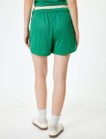 Mini Şort Çift Bel Detaylı Yüksek Bel Rahat Kesim Beli Bağcıklı