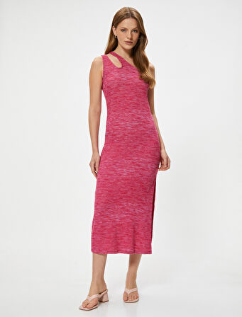 Uzun Tek Omuz Elbise Asimetrik Yaka Kaşkorse