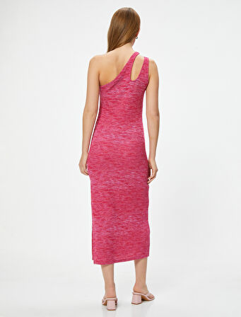 Uzun Tek Omuz Elbise Asimetrik Yaka Kaşkorse