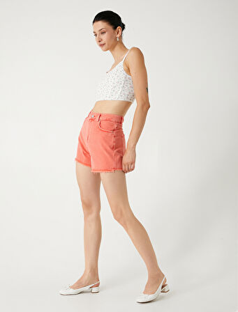 Mini Düğmeli Kot Şort