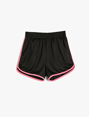 Mini Şort Beli Lastikli Cepli Biyeli 
