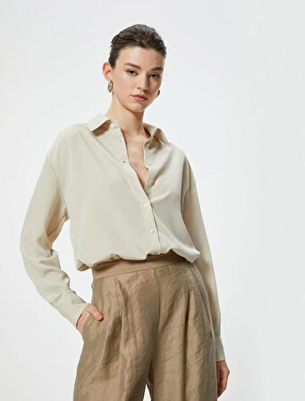 5WAK60023PW Koton Kadın Gömlek BEJ