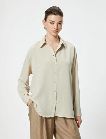 5WAK60023PW Koton Kadın Gömlek BEJ