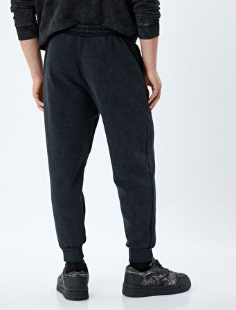 Yıkamalı Eşofman Altı Cep Detaylı Beli Bağcıklı Pamuk Karışımlı