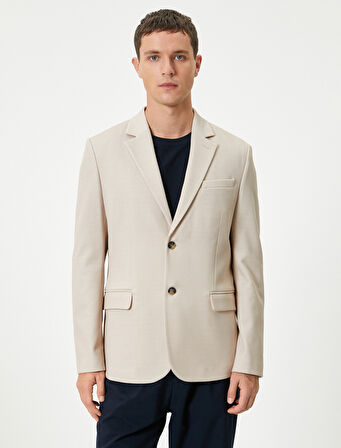 Blazer Ceket Slim Fit Kapaklı Cep Detaylı