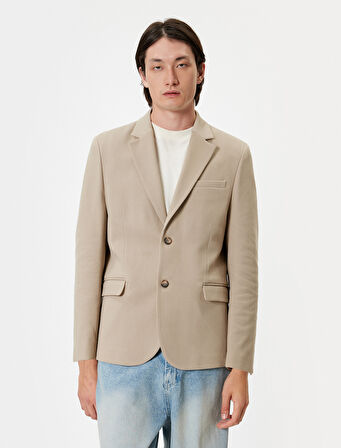 Kruvaze Blazer Ceket Slim Fit Kapaklı Çift Cep Detaylı