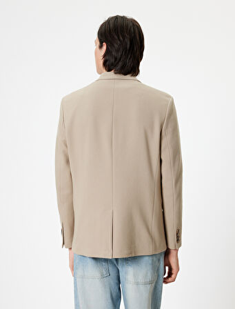 Kruvaze Blazer Ceket Slim Fit Kapaklı Çift Cep Detaylı