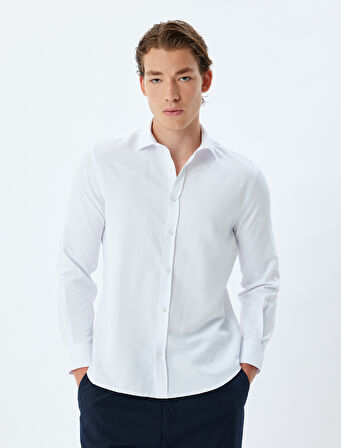 Slim Fit Gömlek Uzun Kollu Pamuk Karışımlı